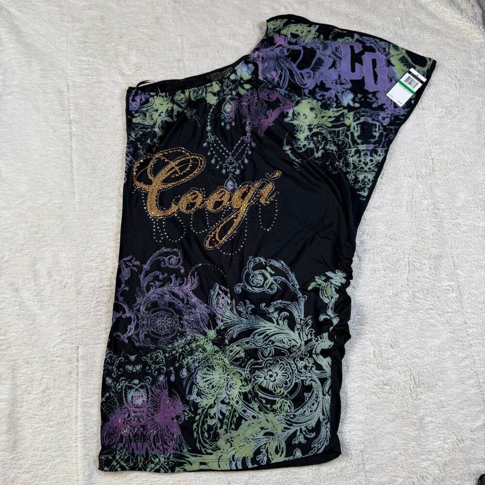 Vintage Y2K Coogi NWT Women’s One Shoulder Graffiti AOP Dress